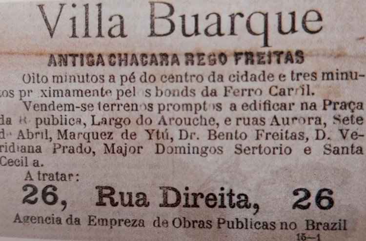 1890 - Anúncio de terrenos em mais um loteamento