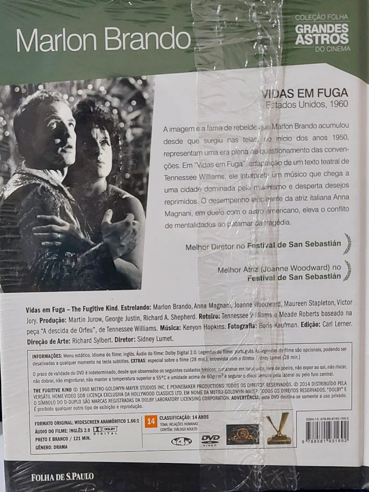 Dvd Vidas em Fuga, Marlon Brando, Coleção Folha Grandes Astros